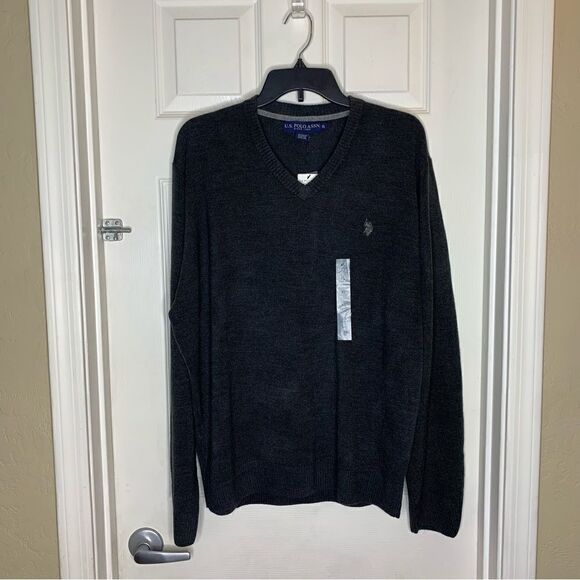 US Polo Association Mens B Neck Sweater Charcoal Heather Size XL - Picture 5 of 9